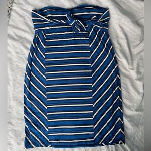 Anthropologie Lilka blue and white fitted midi skirt size XL